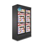 Commercial large storage clear double glass door white tall upright freezer