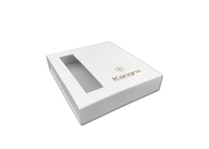 White Collapsible Gift Boxes , Foldable Paper Box With Magnet And Window