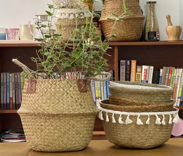 Handicraft Natural Seagrass Storage Basket With Handle ECO Friendly Kids Toy