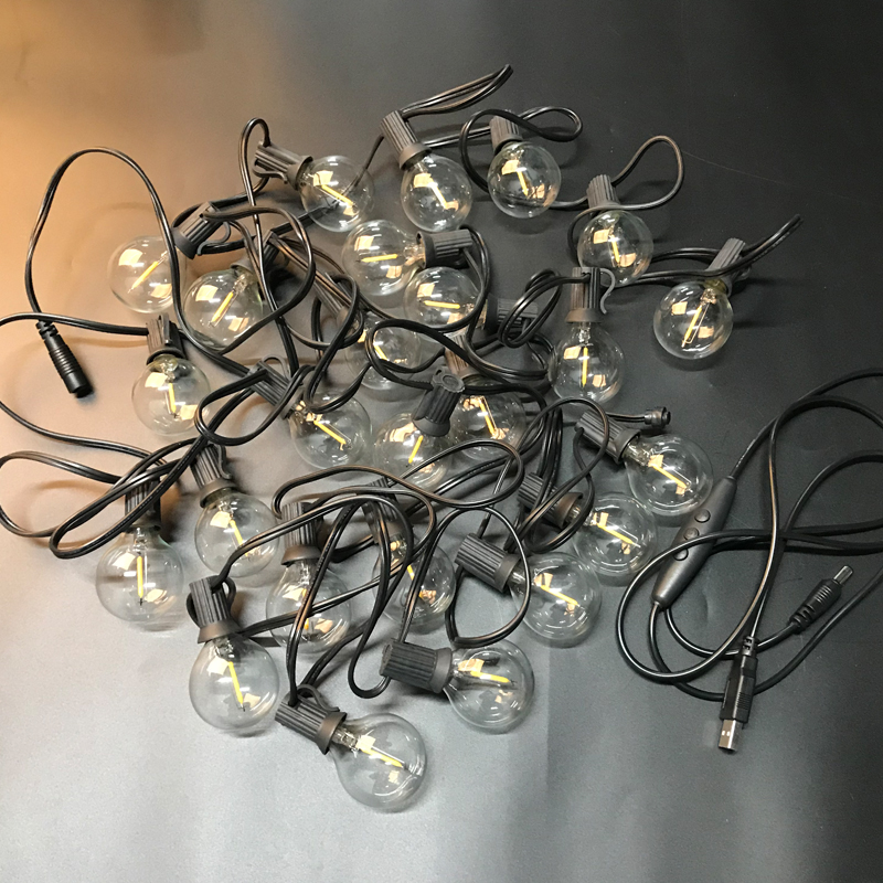 USB LED string light Outdoor NotWaterproof Fairy Lights Garland G40 Bulbs Garden Patio Wedding Christmas Decoration Lighting