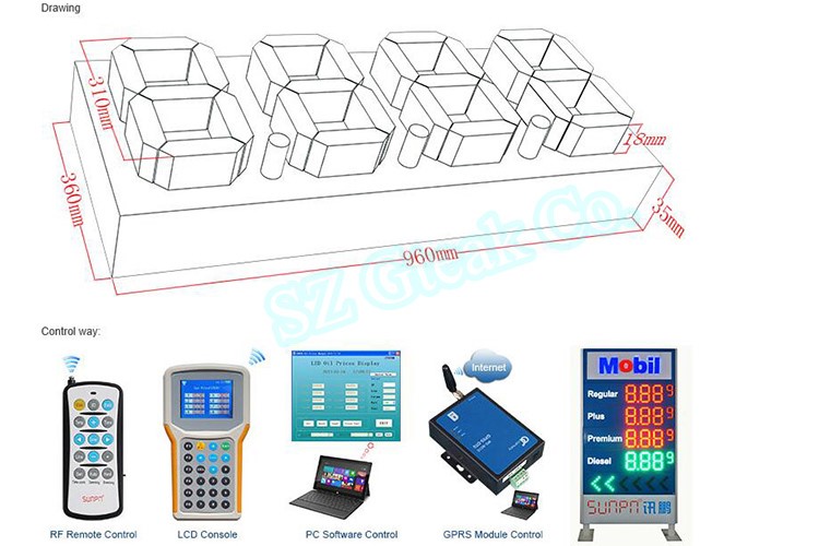 8 inch 10 inch 12 inch 15 inch 18 inch 20 inch 22 inch 24 inch afficheur 7 segments bleu white customised 7 segment display