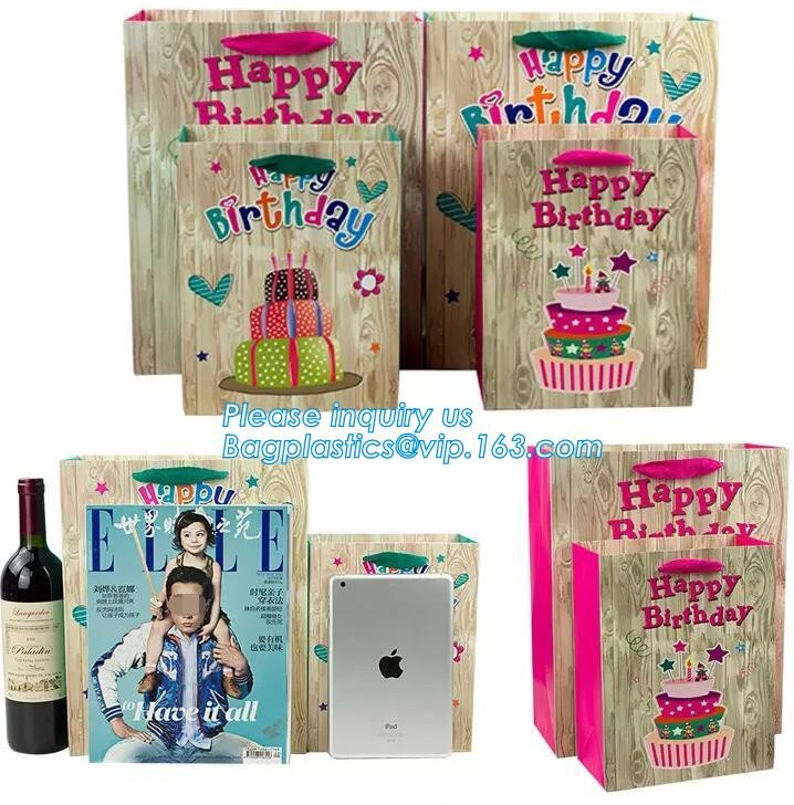 Elegant Embossed For Presents Clothing Wedding Birthday Bridal Baby Shower Paper Gift Bags Modern Fancy Cute Paper Premi
