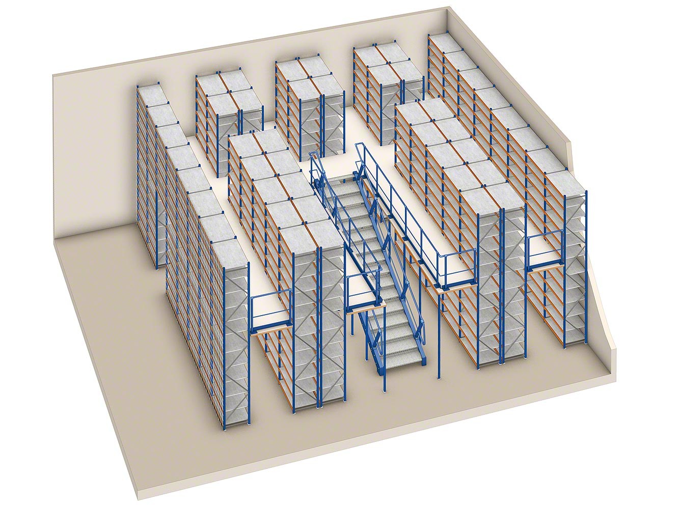 Spray Painting Industrial Storage Rack Ground Mezzanine Floors With Open Space