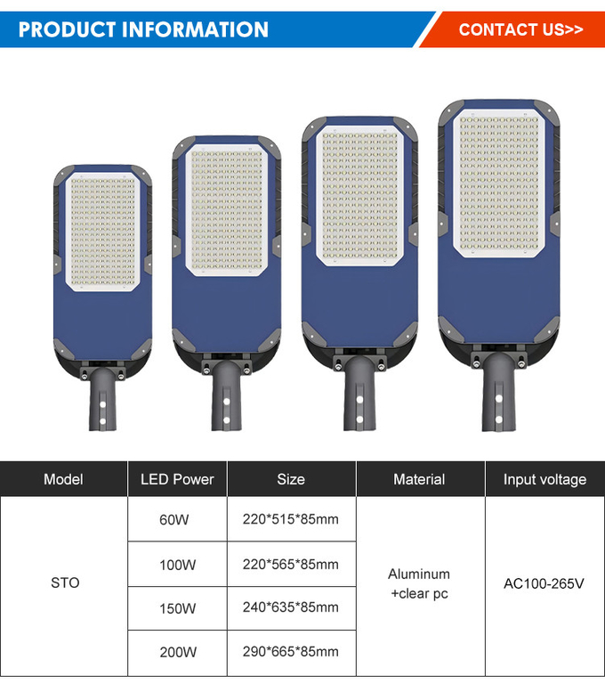 3000K-6500K Dia-Casting Aluminium High Power Led Street Light 50w/100w/150w/200w/250w