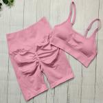 Summer Two Multicolor Yoga Outfits Ruched Butt Lifting Shorts And Breathable