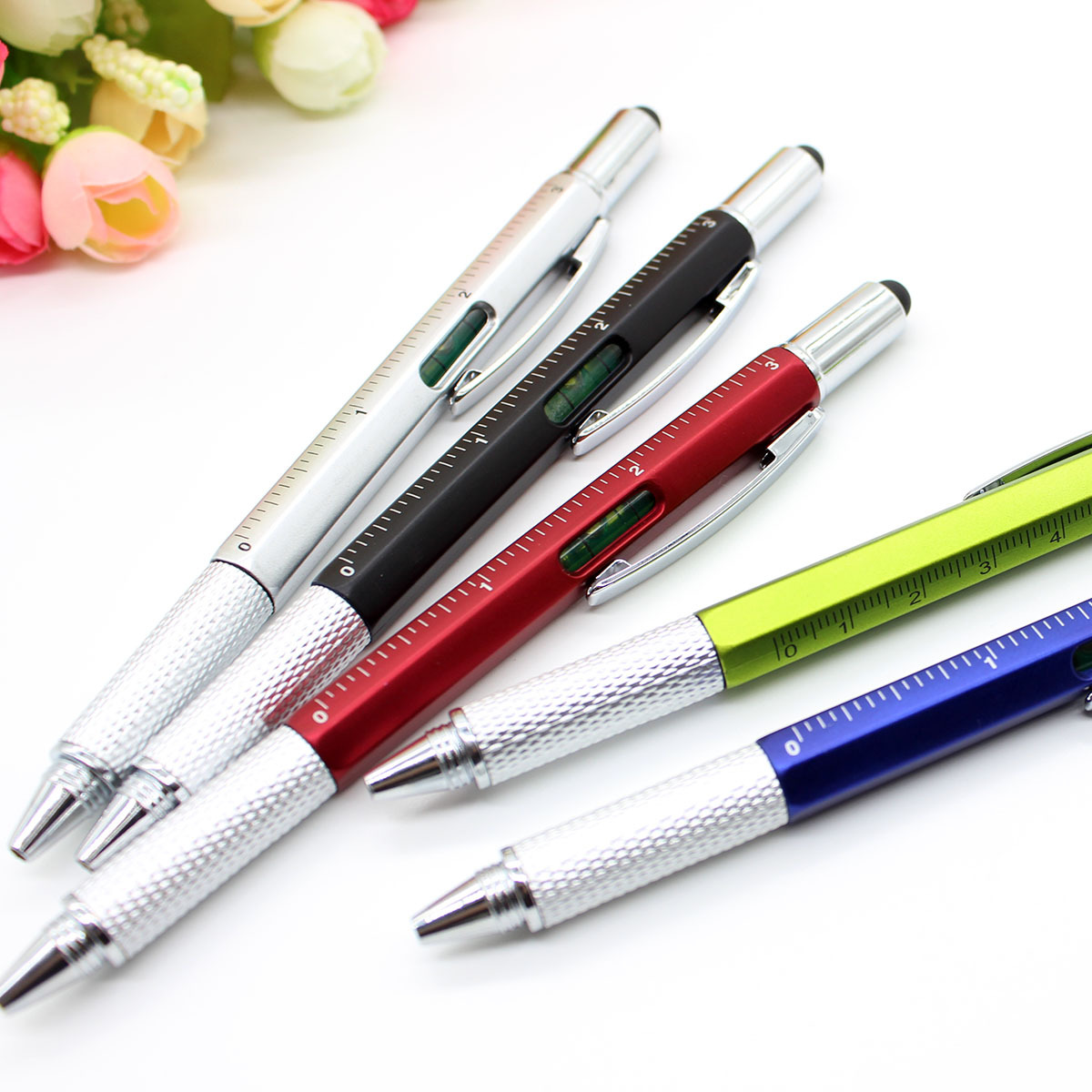 0.5 mm Gel Pen with Ruler Level Stylus and Screwdriver Small Size Big Functionality