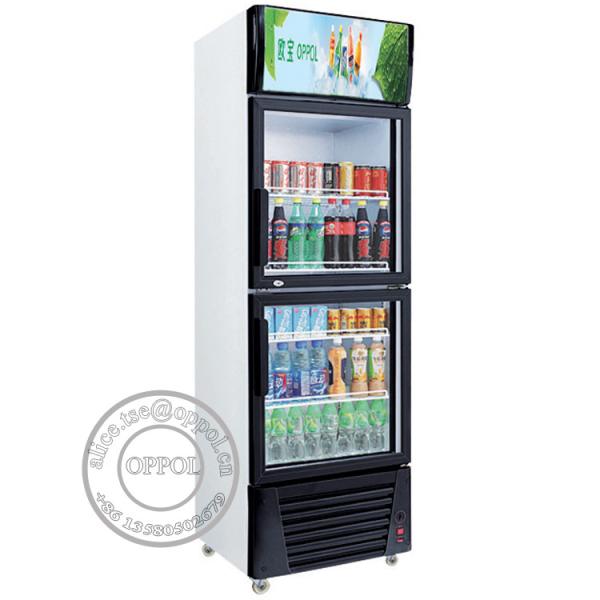 OP-A302 Vertical Adjustable Thermostat Insulating Glass Door Beverage Display
