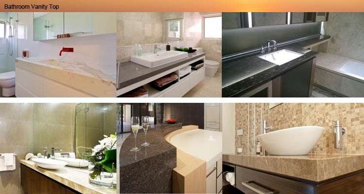 Giallo Ornamental Granite Bathroom Vanity Tops With Oval Sink Hole