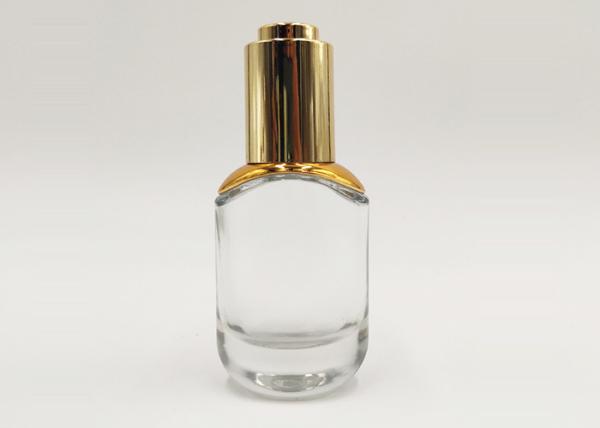 Compact Size 1oz Transparent Glass Dropper Bottle Silk Screen Printing Long