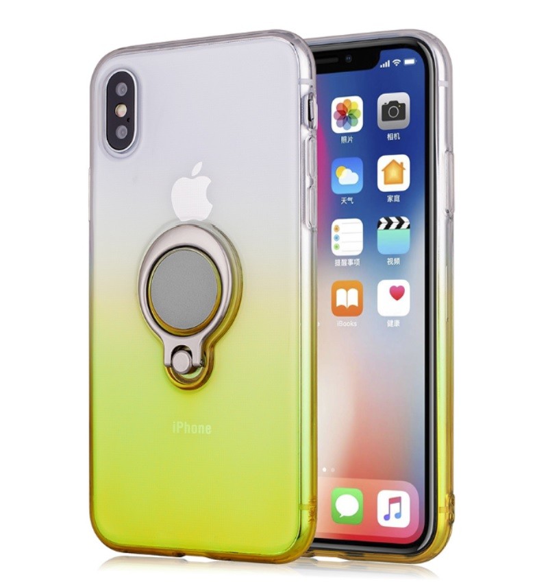 Color Gradient Ring Magnetic Car Mount Holder Soft TPU Case Back Cover For Samsung J7 S7 Edge A6 Plus/J8 2018/A9 STAR