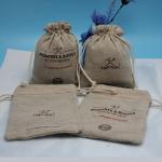 Gunny Sackcloth Small Hessian Gift Bags , Velvet Lining Drawstring Dust Bag