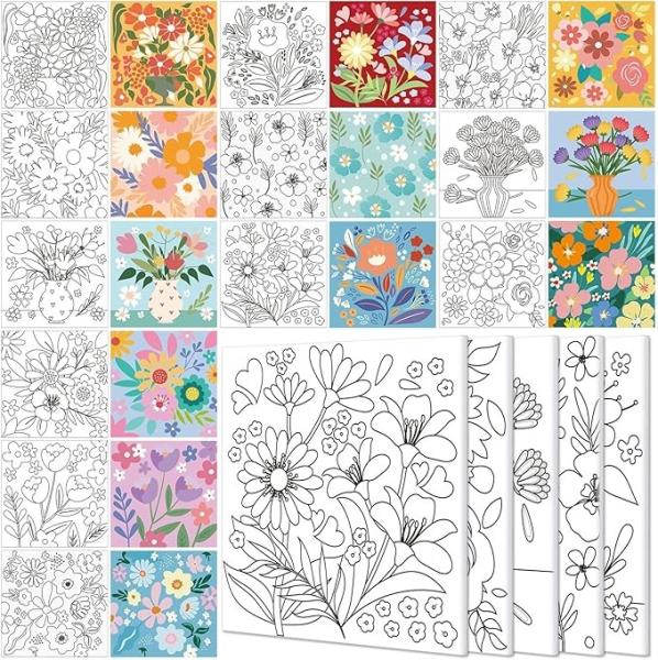 Buy cheap Pre Drawn Canvas Painting Kits Stretched Coloring Painting Canvas Boards With Brushes from wholesalers
