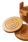 round shape bamboo cup coaster tea coaster with coaster holder and hot sell