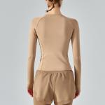 Polyester Summer Ladies Yoga Tops Long Sleeved T Shirt Four Way Stretch