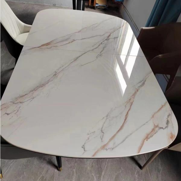 Buy cheap SAI Marble Printing Tempered Art Glass Rectangular Dining Table from wholesalers