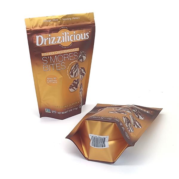 Buy cheap Gold Mini Aluminium Foil Stand Up Zipper Packing Bags Rice Cake Food Packaging from wholesalers