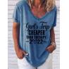 Buy cheap Small Business Ladies Stylish Tops Women'S Summer Print Short Sleeve V Neck T Shirt from wholesalers