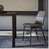 Buy cheap Beautiful Grey Leather Upholstered Dining Chairs Built - In Padded Seat from wholesalers