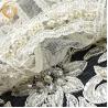 Buy cheap 135cm Width Pure Hand Beaded Embroidery White Bridal Lace Fabric Water Soluble from wholesalers