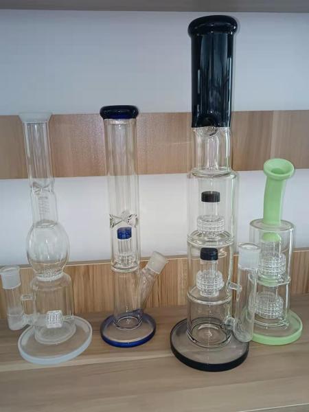 Buy cheap 16" Water Pipe Tobacco Bong Green Thick Double Percolator Hookah With Ice Catcher from wholesalers
