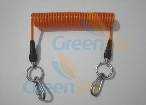 Buy cheap Bright Orange Plastic Cable Core Safety Spring Tool Leash W/Stainless Steel Rings&Carabiners from wholesalers
