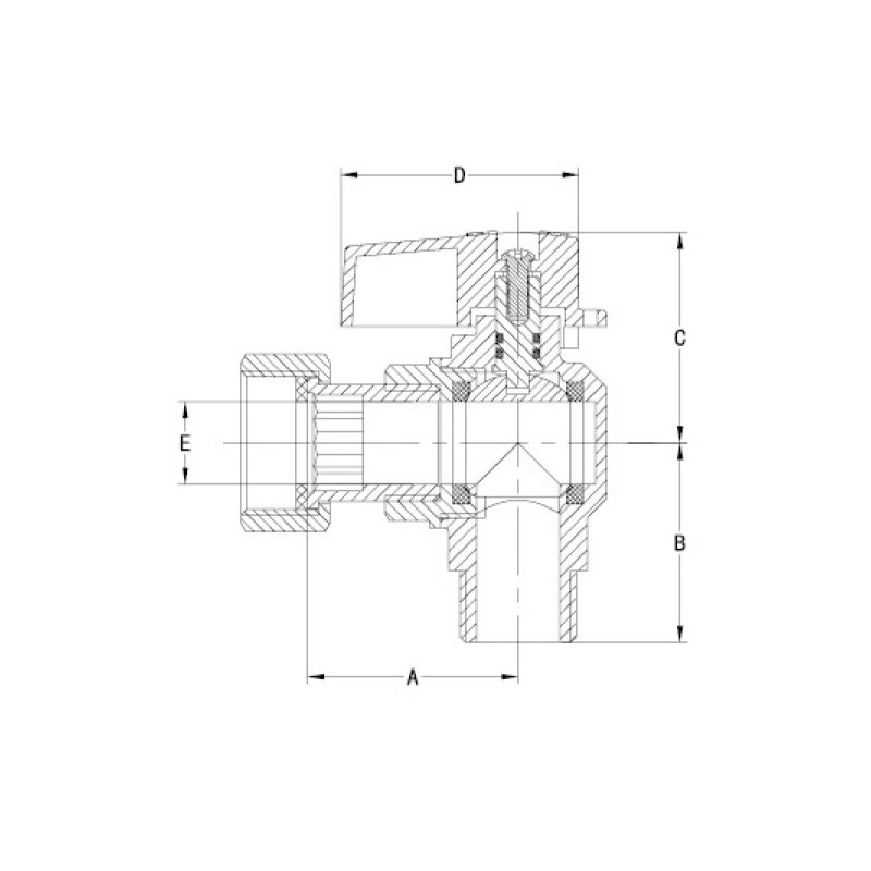 AV1007-MF Brass Gas Ball Valve M1/2" x F3/4" Nut PTFE Male x Revolving Female