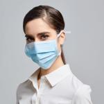 Blue Earloop Disposable Medical Mask Non Woven Material 3 Ply Custom Printed
