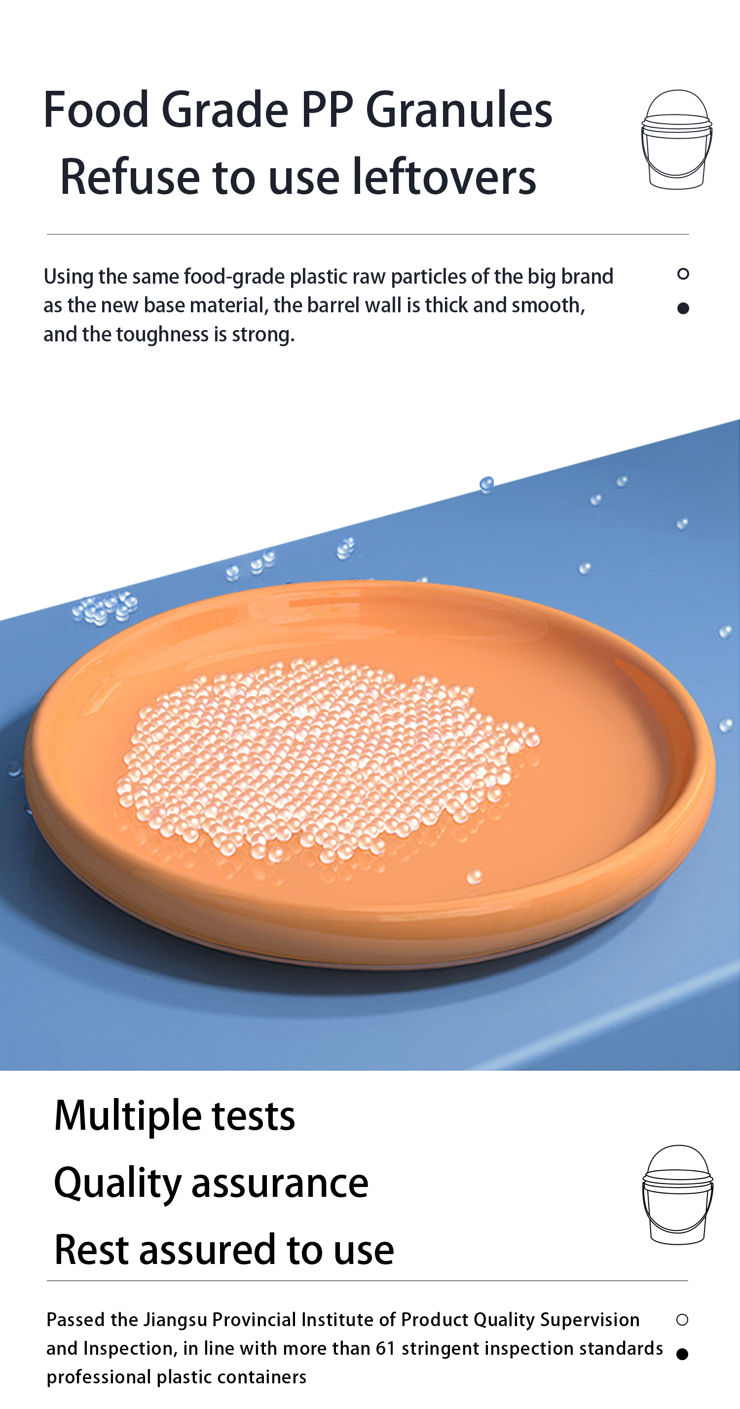1L Plastic Cream Bucket with Semi-circular Transparent Lid and Customized Logo Print