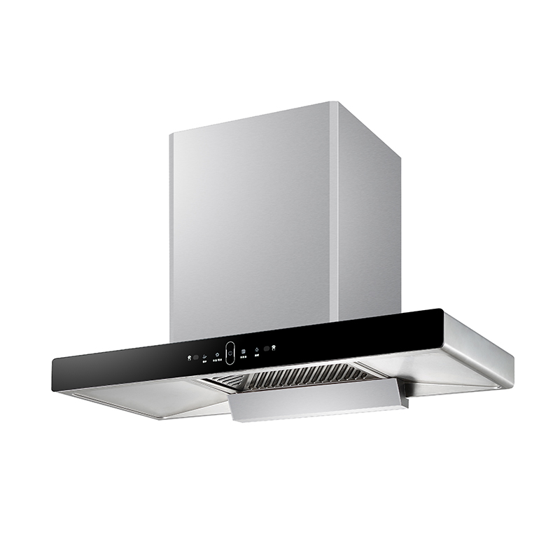 Eco Friendly Electric T Shape Chimney Hood Low Noise Stainless Steel Filter Silver Color Coaming