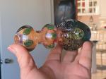 4.5" Hand Blown Glass Tobacco Pipes Blue Blizzard / Orange Yellow Wigs