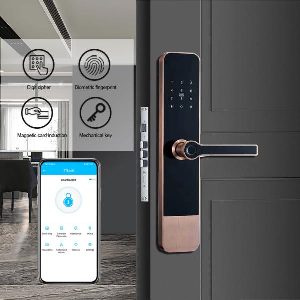 Buy cheap Copper Indoor Smart Fingerprint Door Lock TTLock Biometric Password IC Card Access from wholesalers