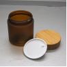 Buy cheap 200g Frosted Clear PET Cream Cosmetic Jar With Bamboo Wooden Lid Wide Mouth from wholesalers