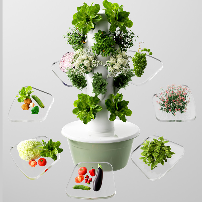 Industrial Soilless Farm Hydroponic System PVC Petal Grow Towers 9 Layers
