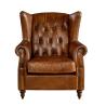 Buy cheap Georgian Style High Backed Winged Leather Chairs , Brown Leather Armchair Deep Buttoned Back from wholesalers