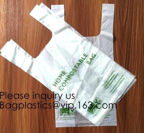 Buy cheap OK Compost 100% Corn Starch Biodegradable Plastic T Shirt Bag Vest Bag Bioplastic Shopping Bag For Grocery from wholesalers