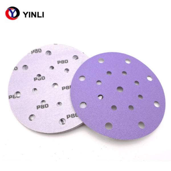 Buy cheap Ceramic Abrasive 5 Inch Adhesive Sanding Discs 80 Grit Purple Coated from wholesalers