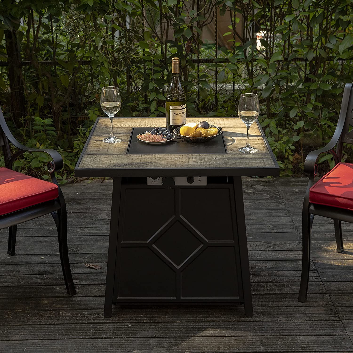 Propane 50000 BTU Square Garden Fire Pit With Waterproof Cover
