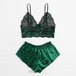 Mature Thin Sleepwear Silk Fabric Lace Bra Underwear Set Sexy Lingerie For Hot