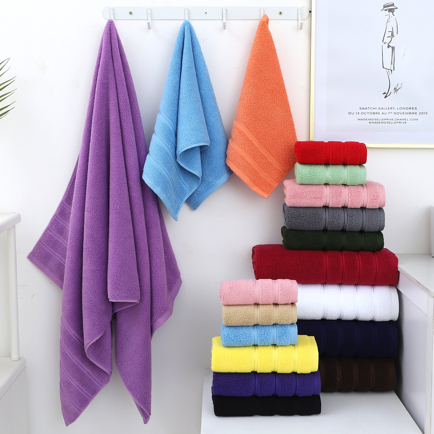 Upgrade Your Bathroom with this Thickened and Combed Cotton 6-Piece Towel Set in White