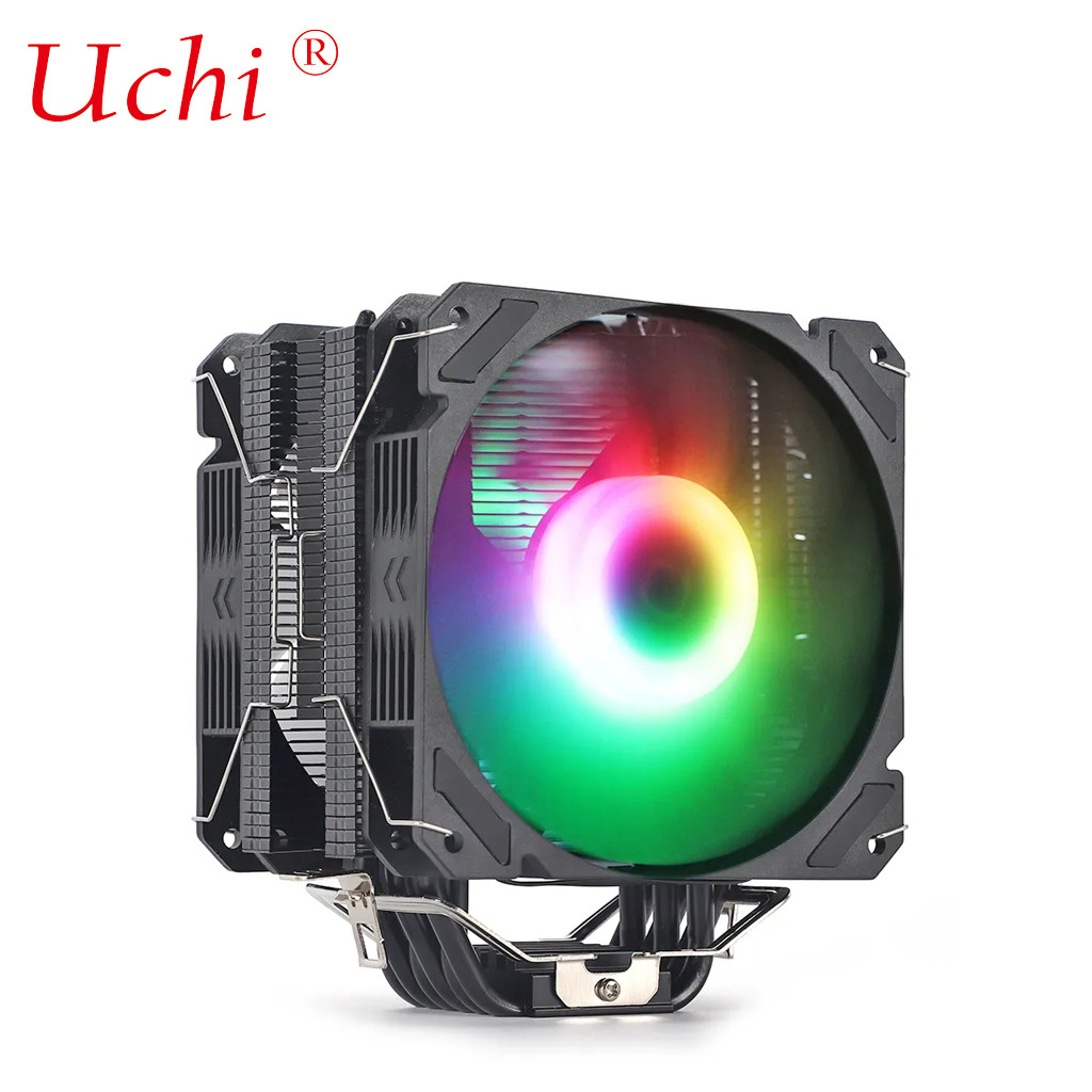 Black Radiator Fan Lighted Copper Heatpipe Universal For Intel I3 I5 I7 I9 Lga 1151 1366 1700 2011 2066 AMD AM4 AM5 Cpu Cooler