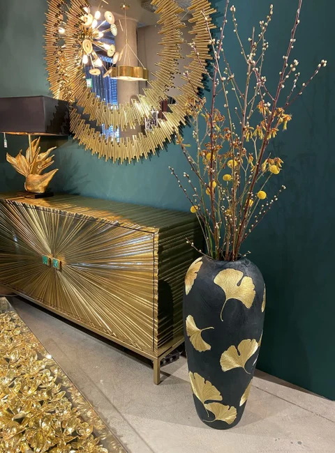 Low Wooden Mirrored Living Room Sideboard TV Stand