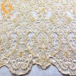 French Soft Handmade Lace Fabric Beaded Embroidery Water Soluble 80% Nylon