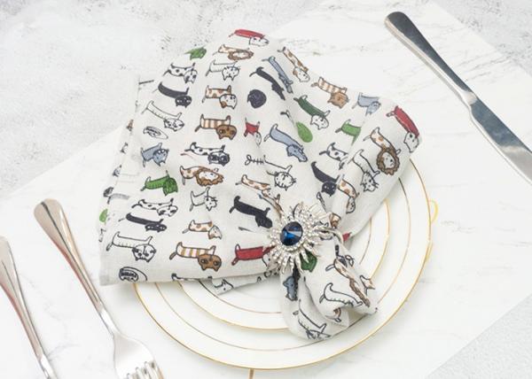 Buy cheap Full Cartoon Printing Personalized Dinner Napkins , Cotton Linen Napkins For Family / Banquet from wholesalers