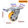 Buy cheap Aluminum 4 Caster Wheels Heavy Duty Castors Zinc Coating 100mm from wholesalers
