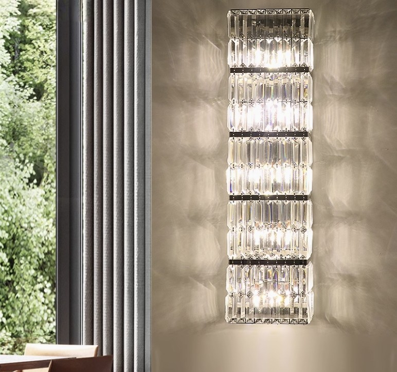 Crystal long wall lamp hotel lobby club hall large long wall lamp villa sales office banquet hall high wall lamp