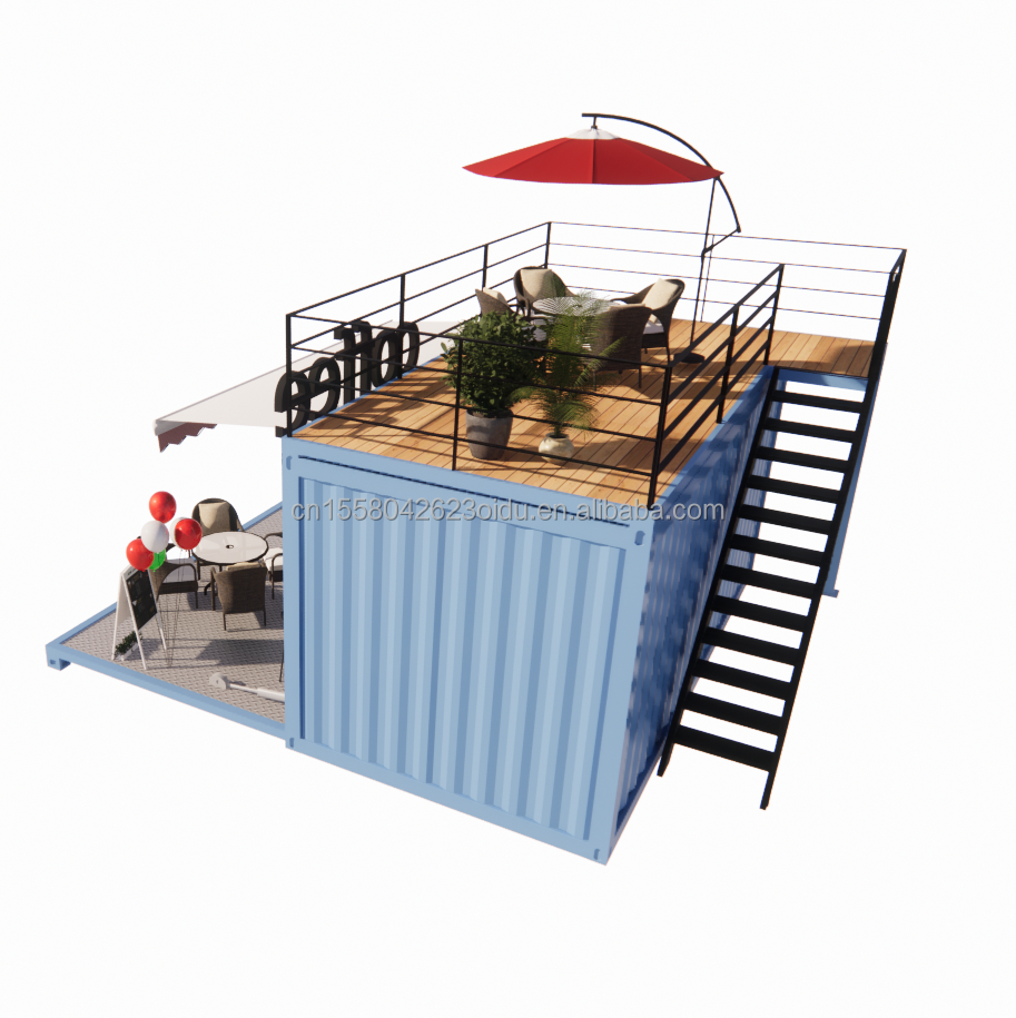 Mini 20 Foot Pop-Up Store with Modern Design and Sturdy Galvanized Steel Square Tubes Two Story Container Bar Stall