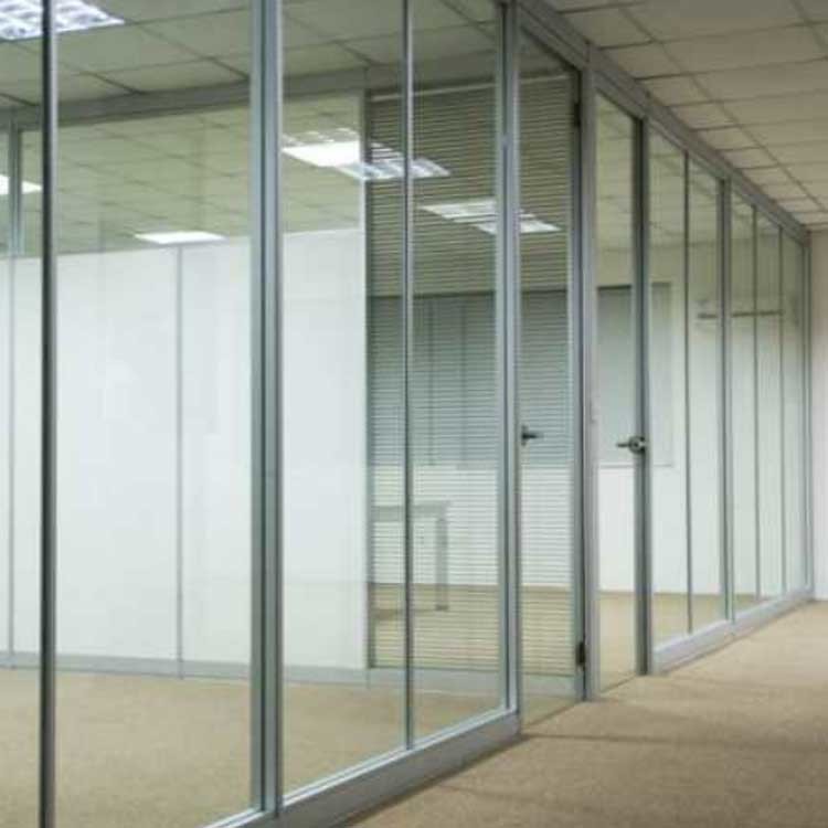 Full Height Office Partition Walls Interior Thickness 12mm Glass Room Dividers