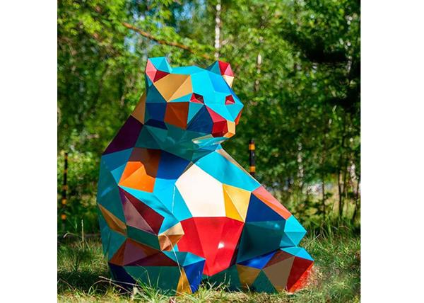 Buy cheap Contemporary Garden Decoration Stainless Steel Bear Sculpture Colorful from wholesalers