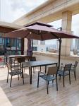 4 Seat Plastic Wood Outdoor Dining Sets For Tea Break / Coffee Time