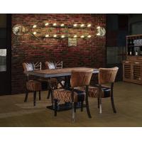 Buy cheap Vintage Dining Room Tables Top Genuine Leather 1.45M Length Metal Table Leg product